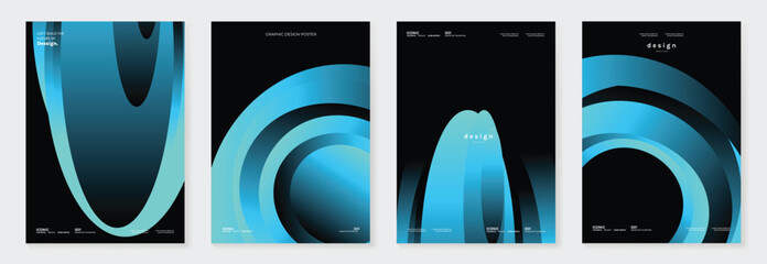 Obraz na płótnie Canvas Abstract gradient poster background vector set. Minimalist style cover template with vibrant perspective 3d geometric prism shapes collection. Ideal design for social media, cover, banner, flyer.