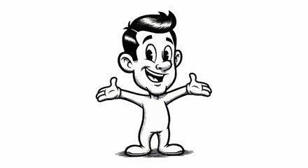 Fototapeta premium Smiling Cartoon Boy Giving Thumbs Up.