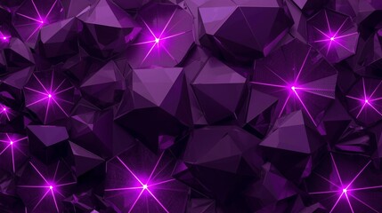 Fototapeta premium Futuristic abstract polygons in deep purple tones with neon violet highlights