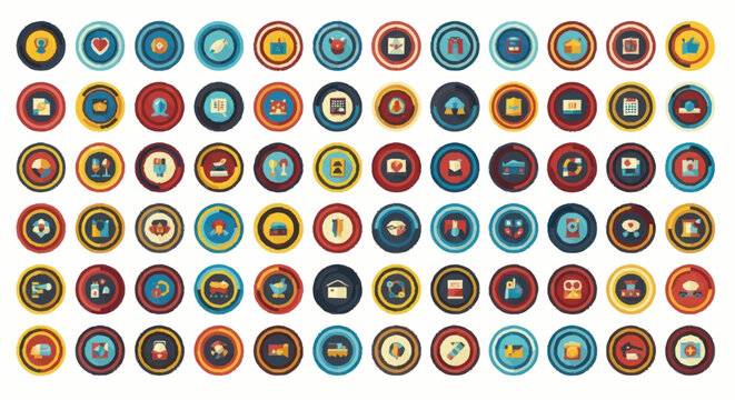 Colorful icons on white background.