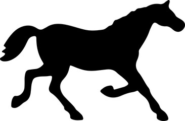 Fototapeta premium Horse silhouettes set, jumping, running and standing horses icons collection.