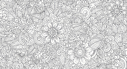 Black and white floral pattern design. © Mas