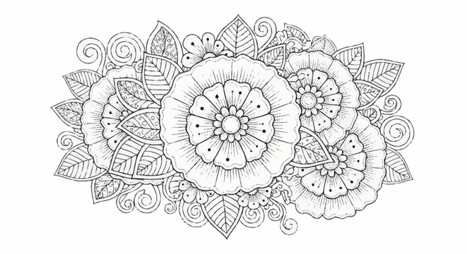 Intricate black and white mandala design.