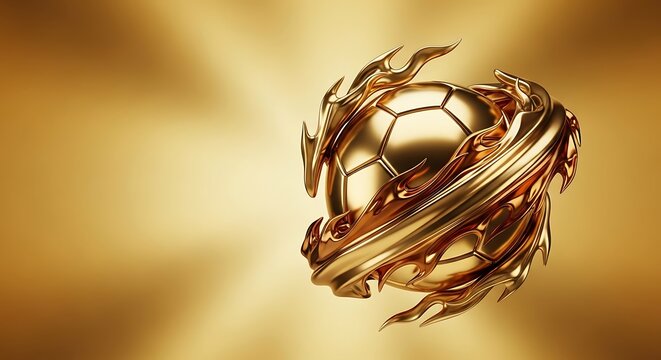 A gold trophy with a soccer ball inside FIFA World Cup 2026, World Cup, World Cup 2026 with Soccer Ball, Vibrant Stadium, International Flags, Global Football Celebration