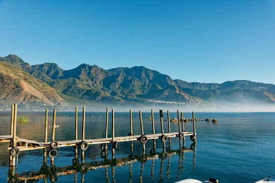 lake atitlan and mountains