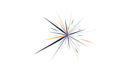 Fototapeta premium Abstract starburst graphic featuring sharp radiating lines in dark blue, orange, and light blue colors creates a dynamic explosion effect.