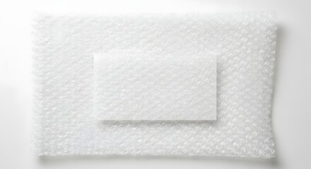 Fototapeta premium Bubble wrap with translucent rectangle on top, isolated on white background