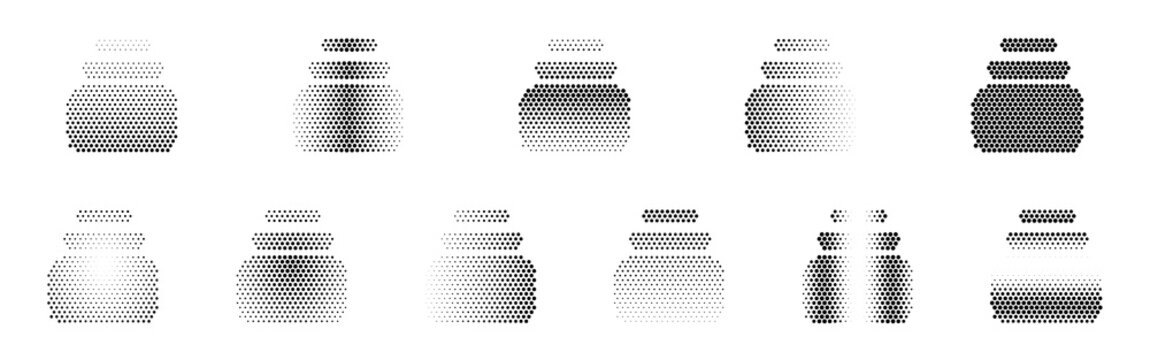 Object Halftone Icon Collection &ndash; Object Dotted Circles Halftones Geometric Dots Gradient &ndash; Dot Spray Gradient Vector Set &ndash; Object Illustration Halftone Gradient