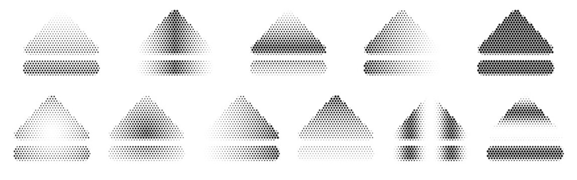 Eject Halftone Icon Collection &ndash; Eject Dotted Circles Halftones Geometric Dots Gradient &ndash; Dot Spray Gradient Vector Set &ndash; Eject Illustration Halftone Gradient