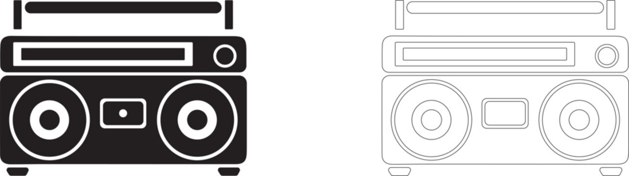 Retro Boombox. Cassette Player vector icon. 