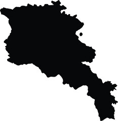 Obraz premium Accurate Real-World Map Silhouette of Armenia High-detail silhouette map of Armenia with precise geographic boundaries. Editable EPS vector illustration suitable for educational and political map.