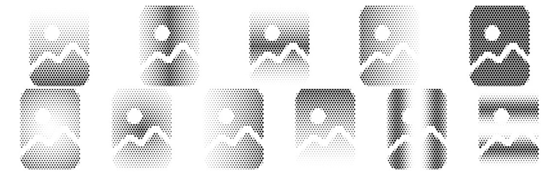 File Image Halftone Icon Collection &ndash; File Image Dotted Circles Halftones Geometric Dots Gradient &ndash; Dot Spray Gradient Vector Set &ndash; File Image Illustration Halftone Gradient