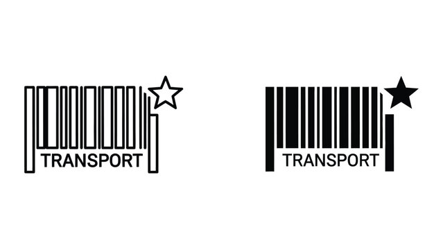Comparison of barcode styles with the word transport and star symbols
