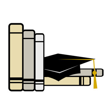 Academic Graduation Concept With Books and Graduation Cap