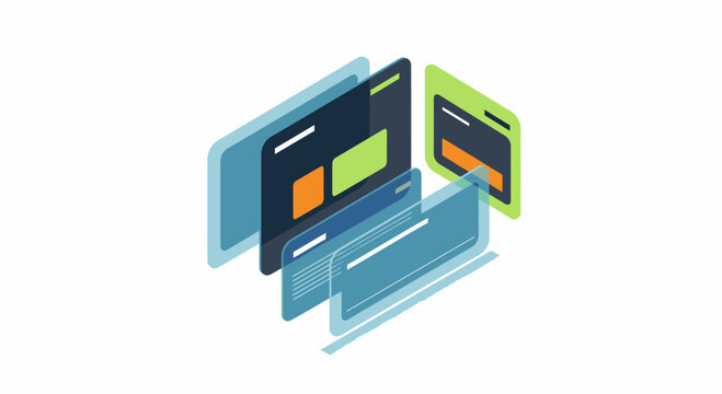 Abstract UI Interface Elements Vector Illustration, Modern Digital Dashboard Layouts and Application Layers Mockup for Web and Mobile App Development Projects