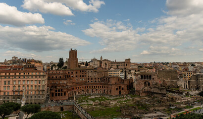 Fototapeta premium Scenic panoramic Roman Forum vista in springtime, Rome, Italy
