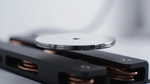 Magnetic Levitation Experiment with Superconductor and Magnet.