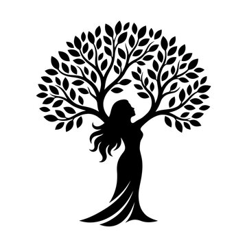 Silhouette of a woman forming a tree of life