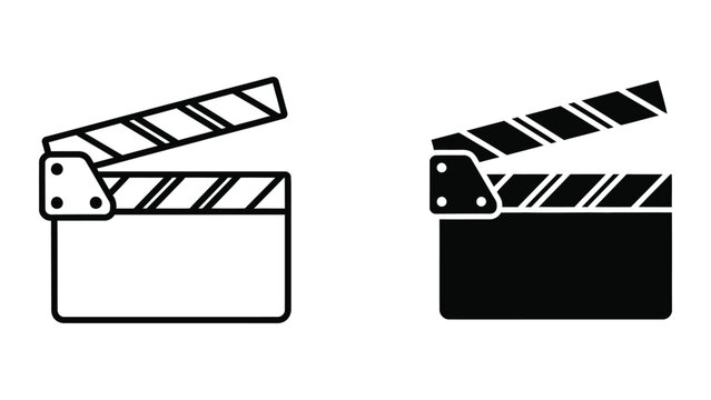 Contrast between traditional and modern film clapperboards in black and white illustration