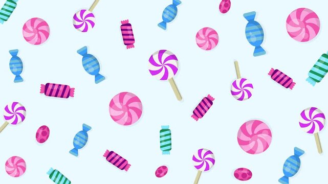 Colorful candy pattern animation sweet background lollipop confectionery fun motion video design