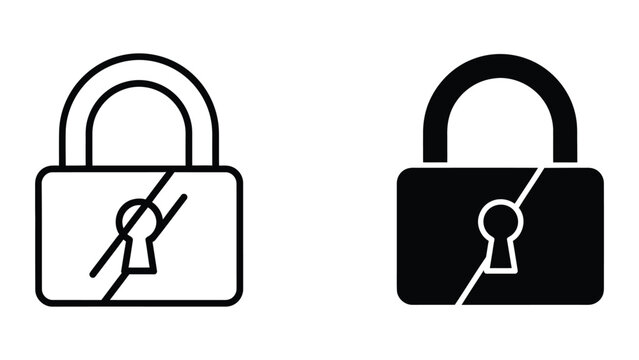 Contrast between open and closed padlock icons with keyhole details