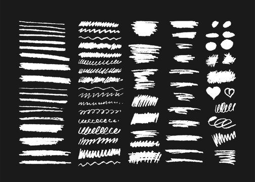 Doodle Scribbles Brush Strokes Set isolated. Charcoal Crayon Hand Drawn Brush Strokes. Abstract Pencil Felt Pen Pastel Pen Spiral Zigzag Scribbles Doodle lines wavy lines shapes with Pencil Hand drawn