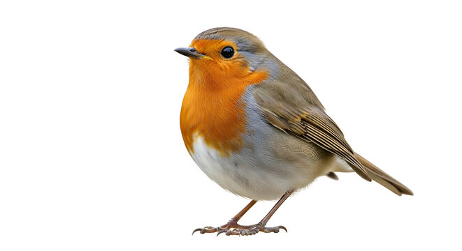 European Robin bird isolated on black background