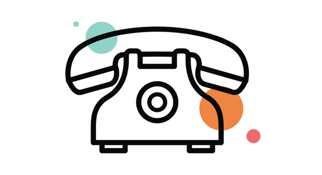 Retro rotary dial telephone illustration with colorful background circles representing classic communication technology and nostalgia.