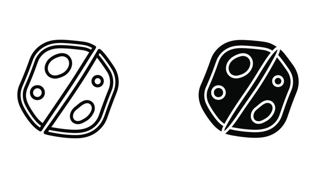 Contrasting black and white dice with identical pips but different fill styles