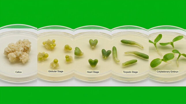 A scientific image showing the stages of plant embryo development