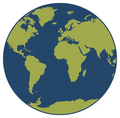 Obraz premium World map globe with continents in minimal flat vector style clean design