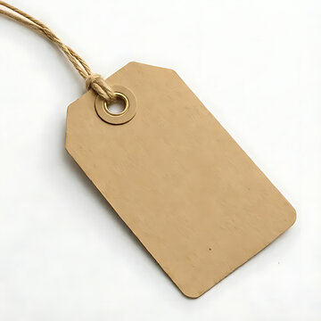 labeling tag attached to packaged meat isolated on white background