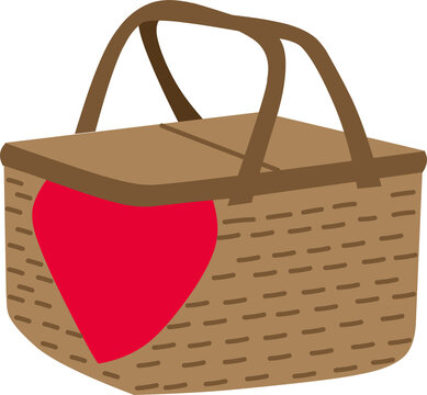 Picnic Basket with Red Heart