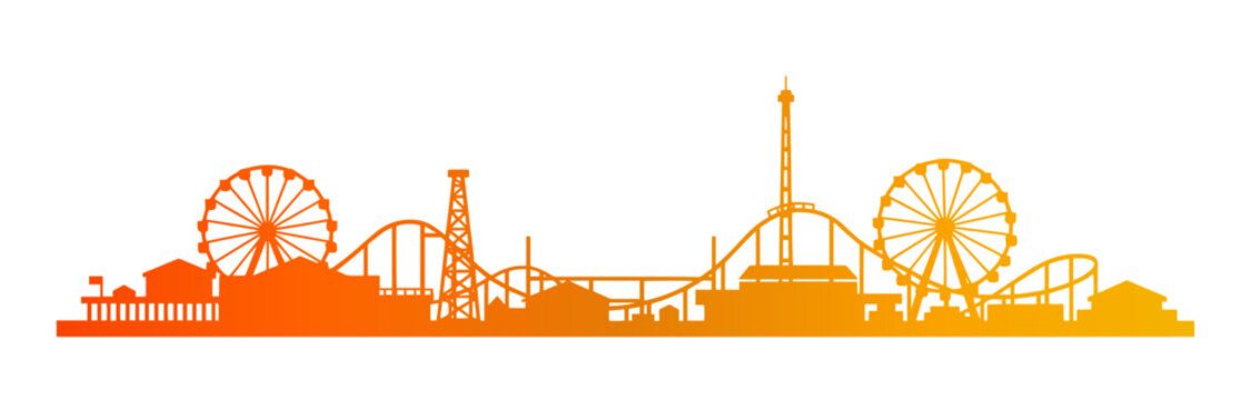 Wildwood New Jersey Boardwalk Amusement Park Skyline Silhouette Vector