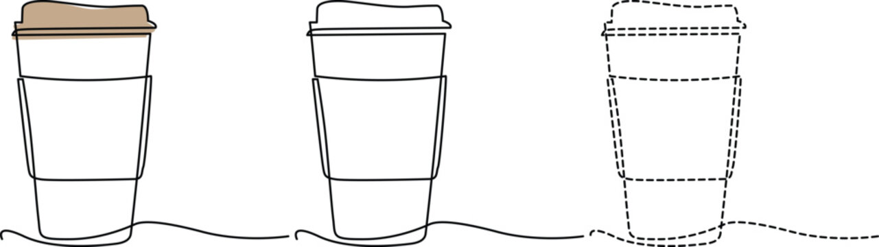 Visual representation of coffee cup size comparison and cross-sectional view Vector
