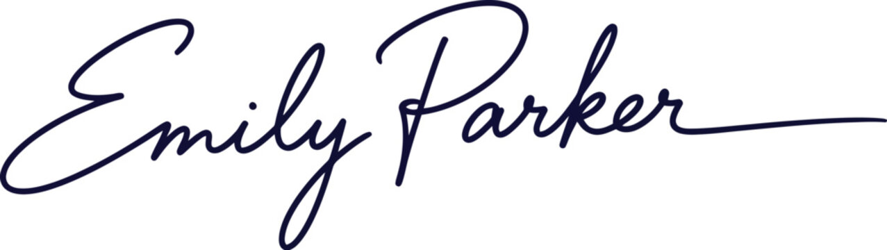 A signature of Emily Parker in elegant black cursive script on a white background