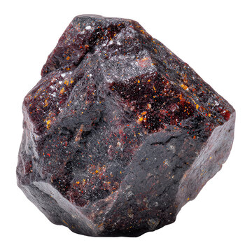 Raw Pyrope Garnet Crystal on White Background