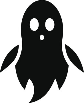 Ghost Silhouette Icon &ndash; Cute Spooky Halloween Character Vector
