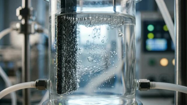 Clean energy chemistry green chemistry pilot reactor vessel bubbling aeration foaming swirl transparent glass lab reactor tubing research reactor