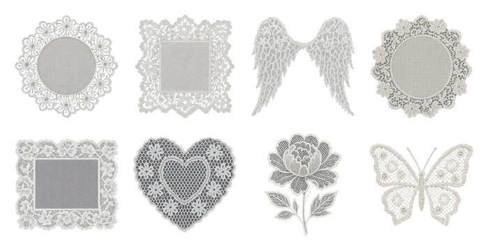 PNG Intricate lace designs and shapes on transparent background