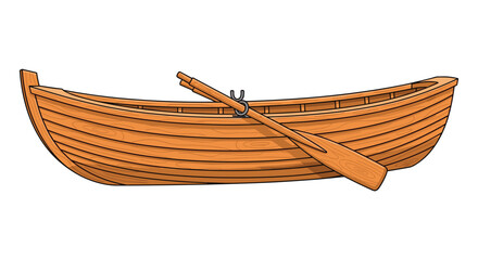 "Wooden Rowboat Illustration with Oar, Perfect for Nautical, Marine, and Outdoor Adventure Design Projects" © Taijul