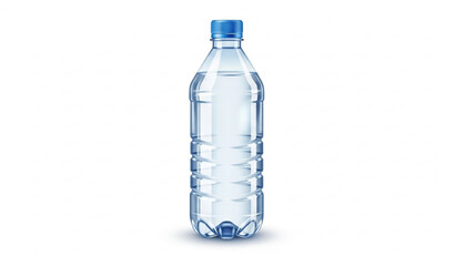 Naklejka premium Clear Plastic Water Bottle with Blue Cap Realistic Vector Illustration