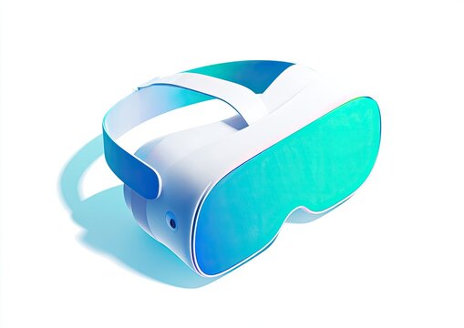 Sleek, futuristic headset with iridescent, glowing accents, isolated on white