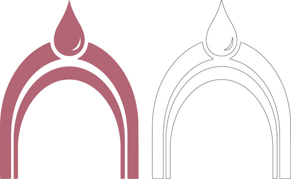 Stylized arch with teardrop shape and outline abstract