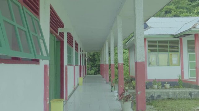 Empty School Corridor in Rural Village Elementary School, Kei Islands