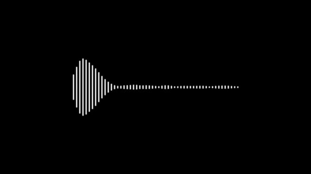 White audio waveform spectrum animation, . audio visualizer on black background.Abstract music waves oscillation. Visualization sound graphic element.4K stock video.