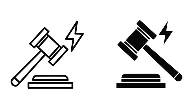 Contrast between traditional and modern judicial symbols with lightning strikes