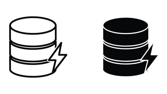 A pair of database cylinders with lightning bolts