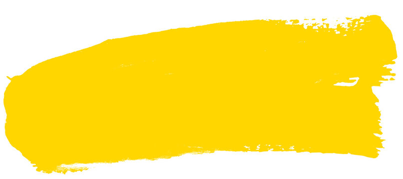 Abstract yellow brush stroke bar png transparent background for text highlight banner, artistic paint strip, creative design element
