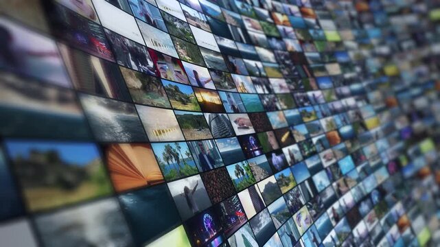 Multiple screens projecting diverse digital media content